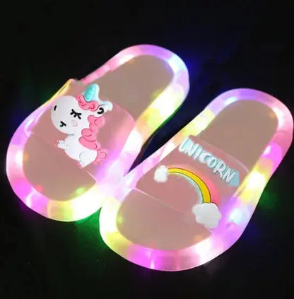 Children‘s Boys Girls Slippers Cartoon Unicorn Animals Prints Shoes Lighted Fashion Cute Shoes Bathroom Kids Toddler Slippers Zenn Organics Inc