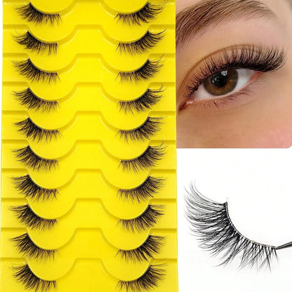 10 Pairs Elegant Faux False Eyelashes, Wispy Cat Eye Design for Natural Fluffiness - Perfect for Everyday Glam Zenn Organics Inc