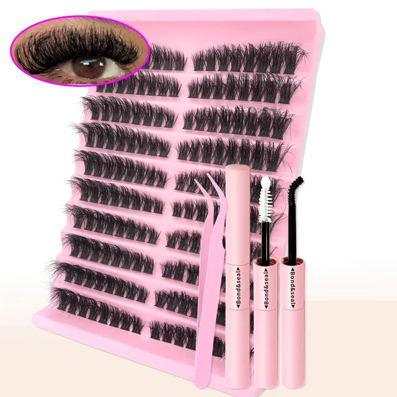 DIY Eyelash Extension Kit Individual Lashes Cluster Mix Lash Clusters with Lash Bond and Seal and Lash Accessories Zenn Organics Inc