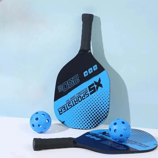 Zenn Organics Inc pickleball racket set with two paddles and four pickleballs for outdoor sports and recreation.