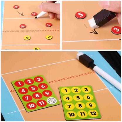 Volleyball  Board Foldable Volleyball Magnetic Tactic Board Coaching Strategy Board with Marker Pieces and 2-in-1 Pen Zenn Organics Inc