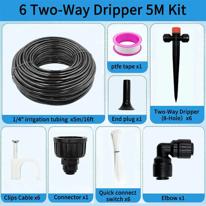 Garden Watering System, Quick-Connect Drip Irrigation Kit, DIY Automatic Irrigation Equipment Set for Lawn Raised Bed Greenhouse Zenn Organics Inc