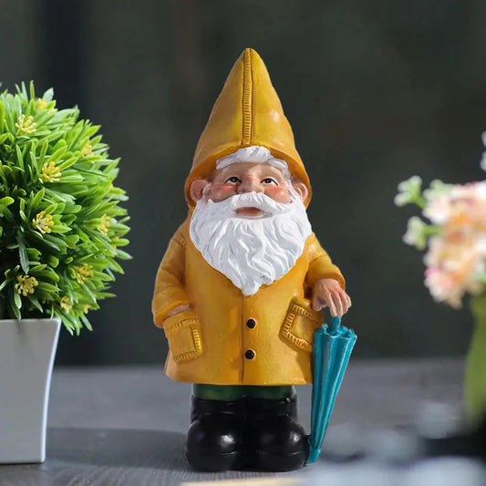 Garden Gnome Statue, Yellow Gnome with Umbrella, Outdoor Landscape Decoration, Garden, Courtyard, and Lawn Decor Zenn Organics Inc