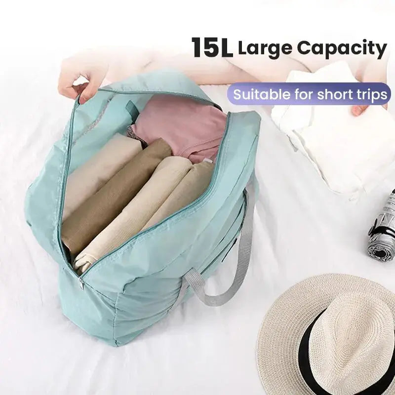 Fashionable Foldable Travel Bag: Large Capacity, Splash-Proof Carry-On Luggage Handbag for Unisex Fitness & Holiday Trips Zenn Organics Inc