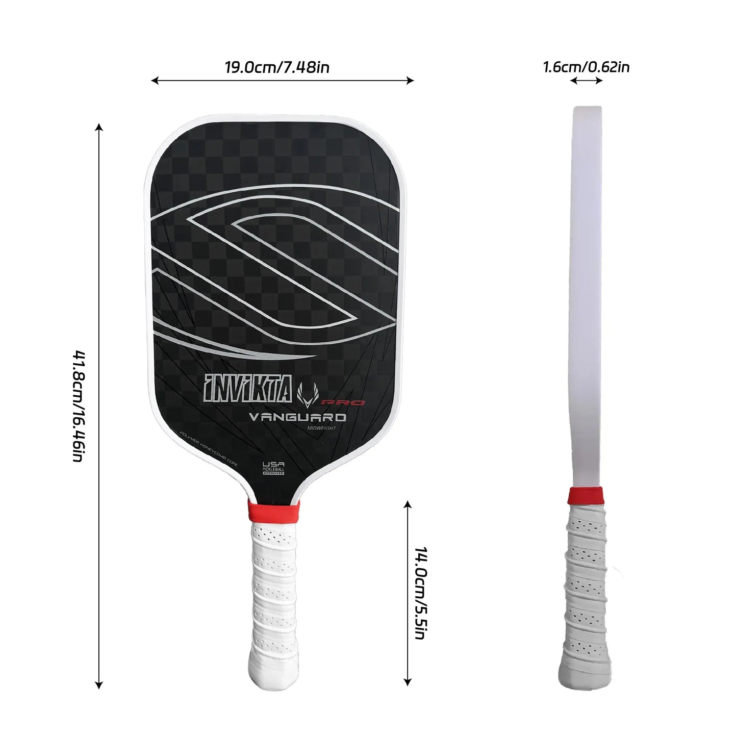 12K pickleball paddle with a 16mm polymer honeycomb core, designed for enhanced spin and power; black with white accents, includ Zenn Organics Inc