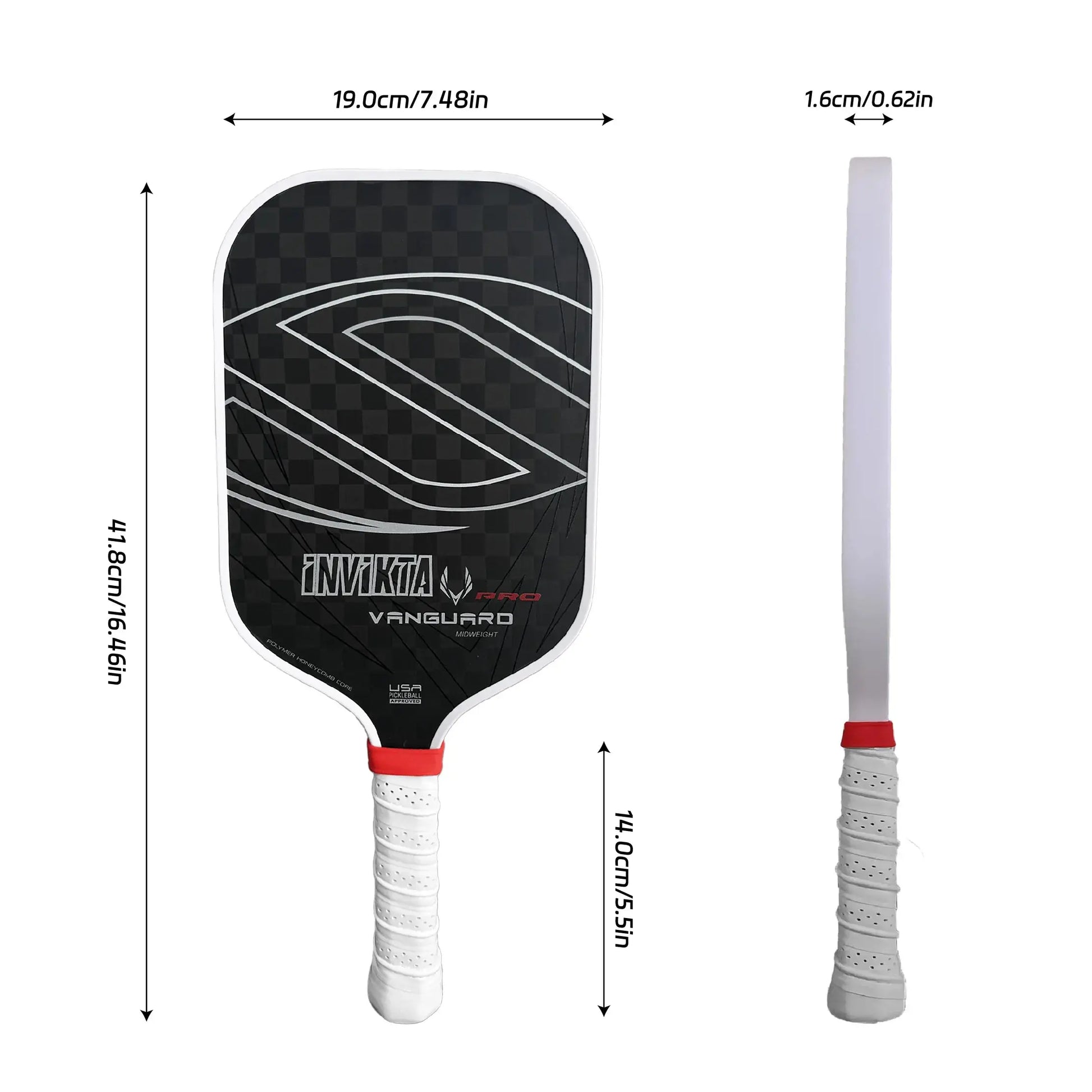 12K pickleball paddle with a 16mm polymer honeycomb core, designed for enhanced spin and power; black with white accents, includ Zenn Organics Inc