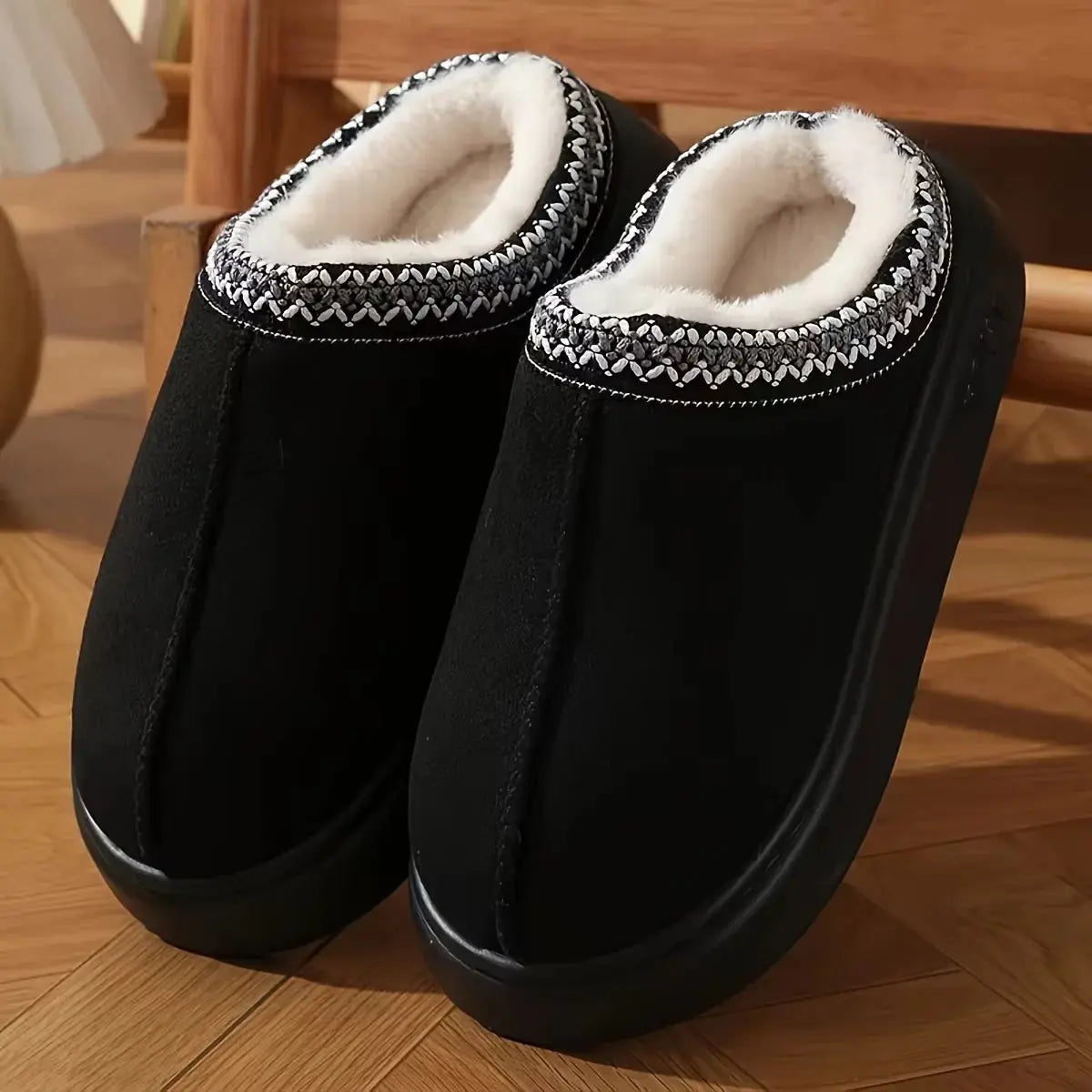 Women's Comfort Lined Slippers Soft Sole Winter Warm Indoor Outdoor Shoes Elegant Couple Slippers Zenn Organics Inc