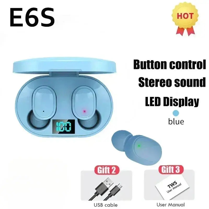 E6S Wireless Bluetooth Earphones TWS Bluetooth Headset Wireless Earbuds Noise Cancelling Earphones with Microphone Headphones Zenn Organics Inc