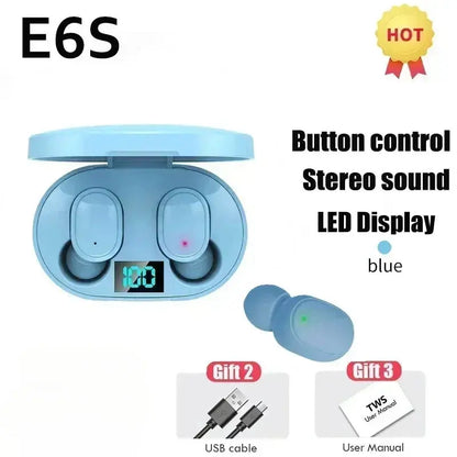 E6S Wireless Bluetooth Earphones TWS Bluetooth Headset Wireless Earbuds Noise Cancelling Earphones with Microphone Headphones Zenn Organics Inc
