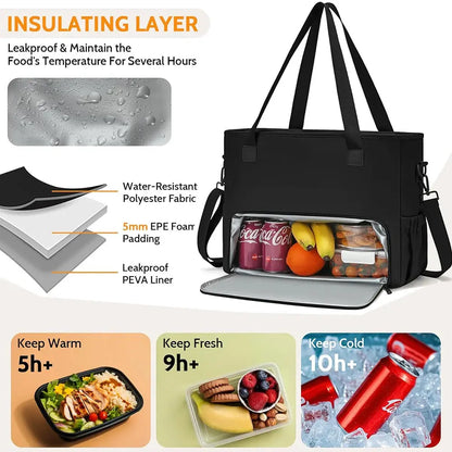 2 in 1 Lunch Tote Bag for Women with 15.6" Laptop Compartment Handbag Work Business lunch Insulated Shoulder Bag Thermal Bag ﻿ Zenn Organics Inc