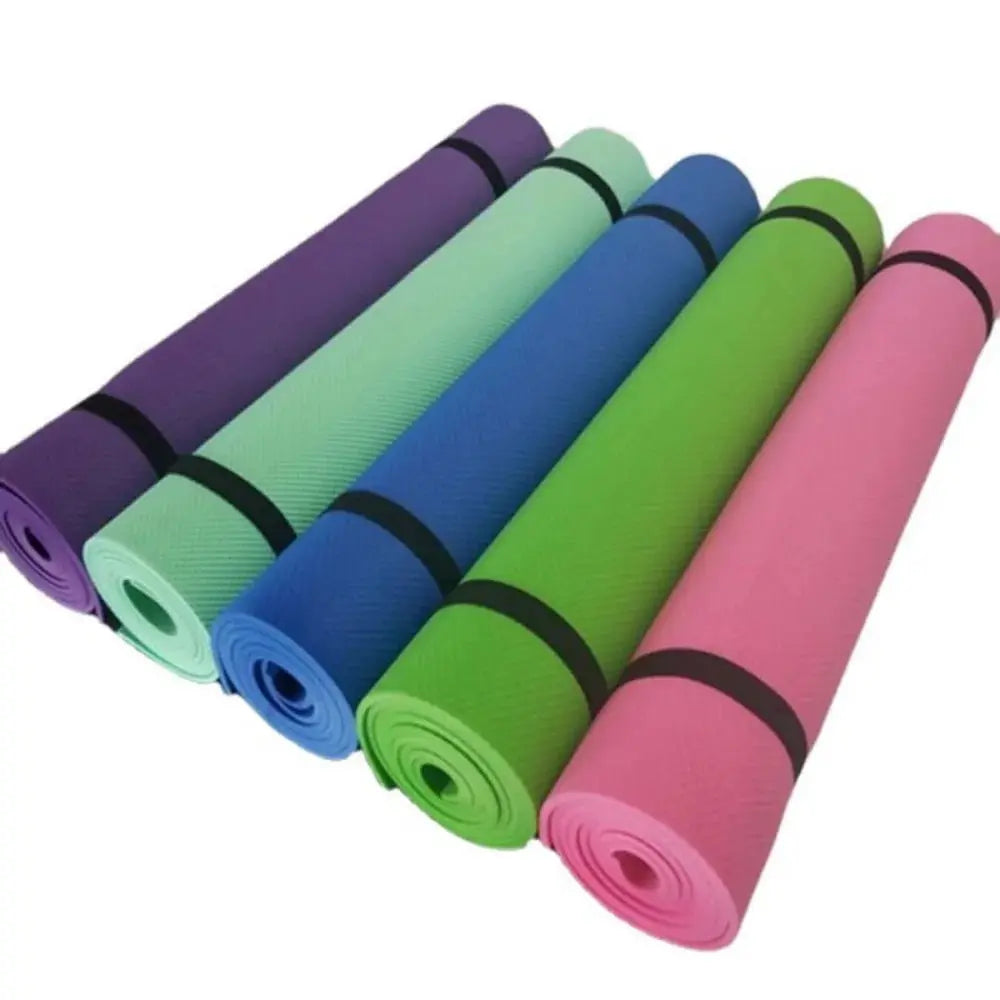 Zenn Organics Inc anti-skid yoga mat with 3mm-6mm thick EVA foam, ideal for yoga, Pilates, and fitness exercises.