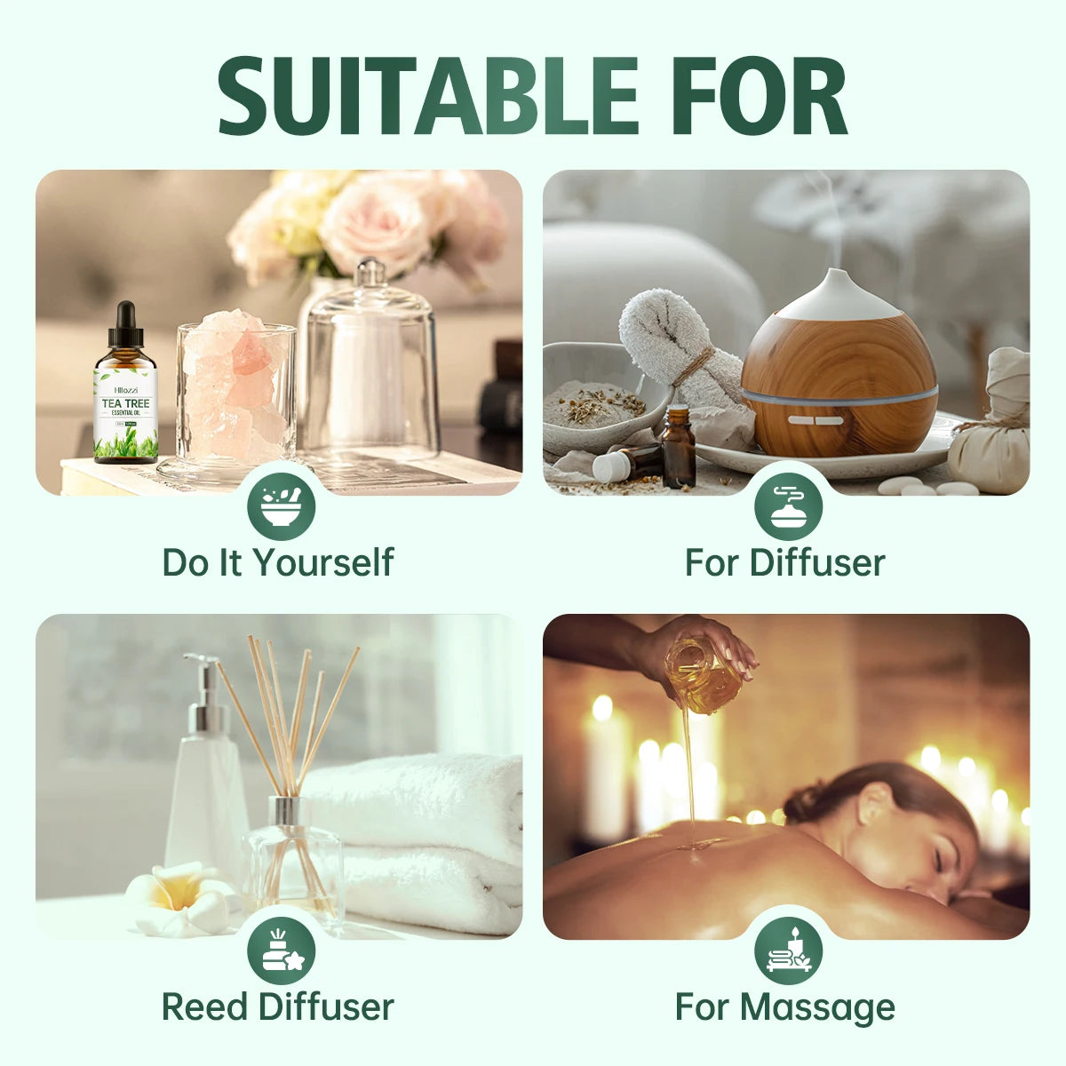 Tea tree essential oil, extracted from natural plants, is suitable for body massage and hair care, nourishing and moisturizing. Zenn Organics Inc