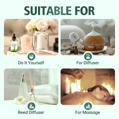 Tea tree essential oil, extracted from natural plants, is suitable for body massage and hair care, nourishing and moisturizing. Zenn Organics Inc