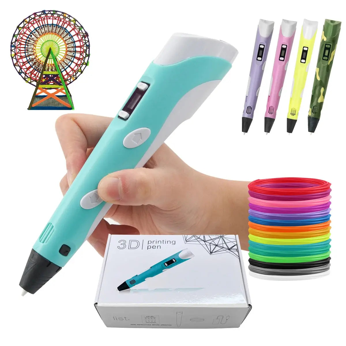 3D Pen For Children 3D Printing Drawing Pen DIY Funny Set for Kids Chidren Birthday Chrismas Creative Gift with PLA Filament Zenn Organics Inc