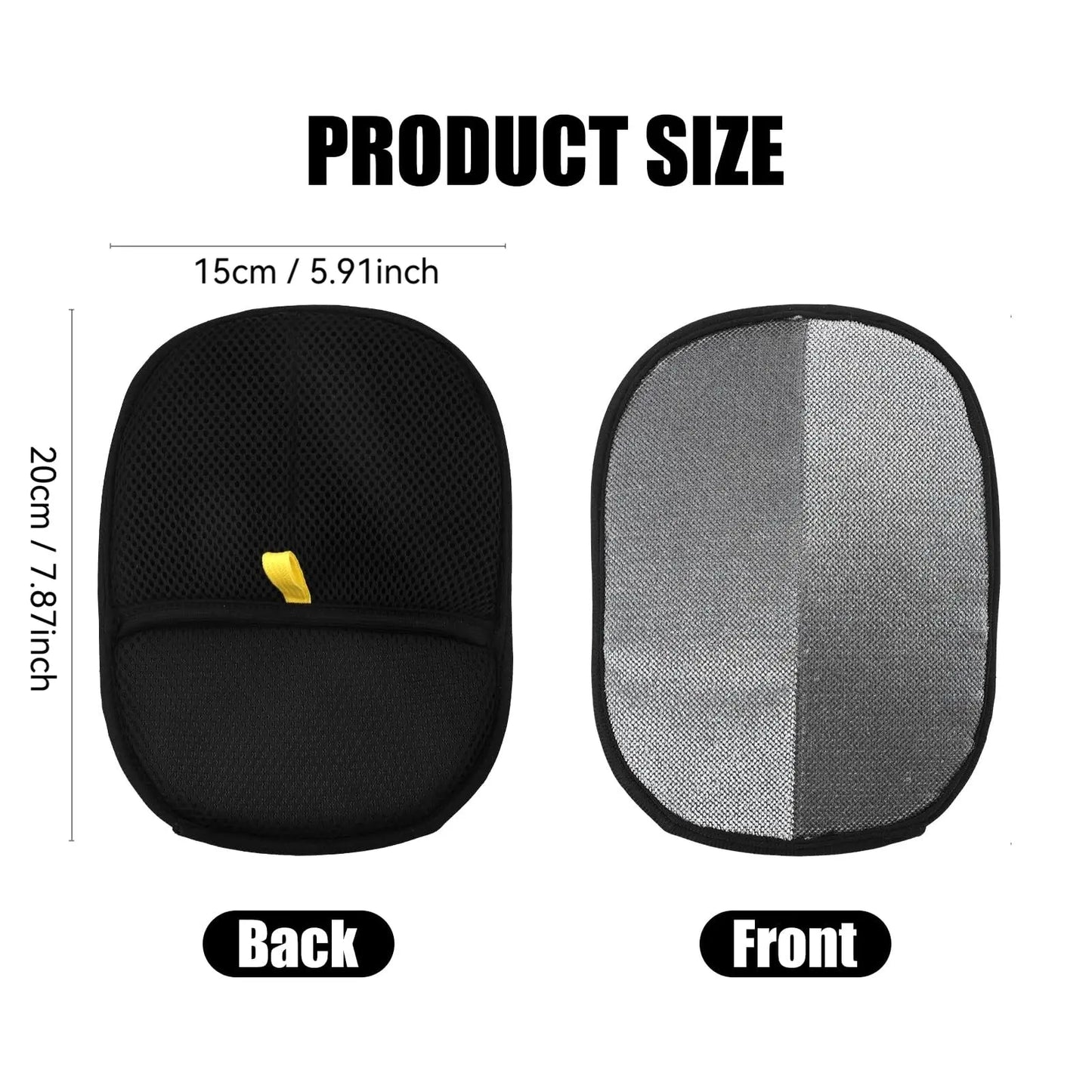 Reusable pet hair removal gloves by Zenn Organics Inc, double-sided grooming gloves with static for removing pet fur from carpets and furniture.