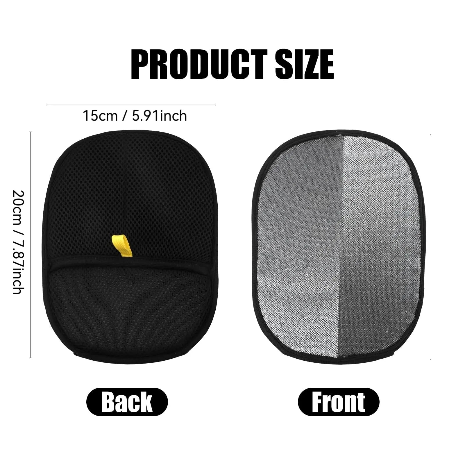 Reusable pet hair removal gloves by Zenn Organics Inc, double-sided grooming gloves with static for removing pet fur from carpets and furniture.