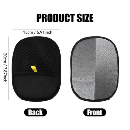 Reusable pet hair removal gloves by Zenn Organics Inc, double-sided grooming gloves with static for removing pet fur from carpets and furniture.