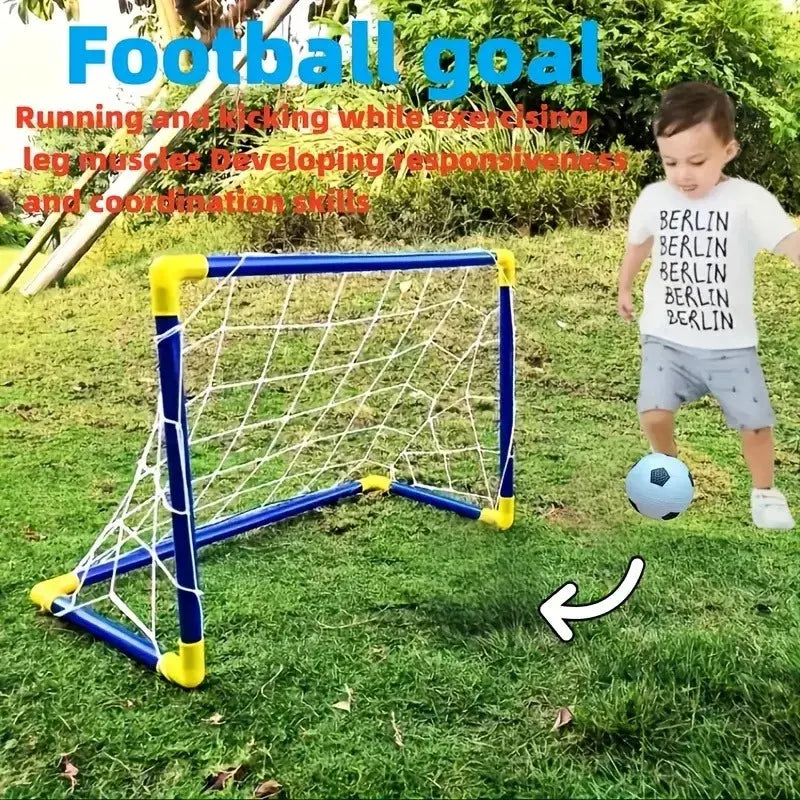 Portable Indoor/Outdoor Toy Football Goal Set44x25cm - Micro Soccer Net Pump&Ball Lightweight Kids Training Park Beach Games Zenn Organics Inc
