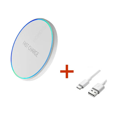 Wireless charging pad for phone, iPad, watch, and earphones by Zenn Organics Inc, showcasing a sleek induction fast charging dock station.