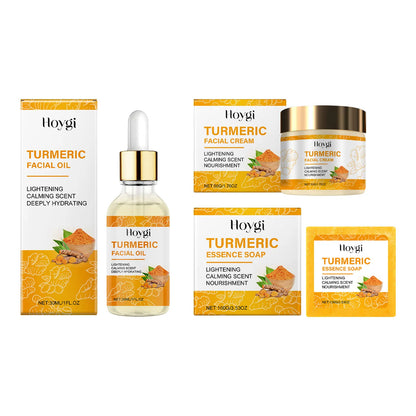Turmeric Facial Essential Oil Repair Firming Deep Cleansing Soap Even Skin Tone Cream for Face Reduce Dullness Nourish Skin Care Zenn Organics Inc