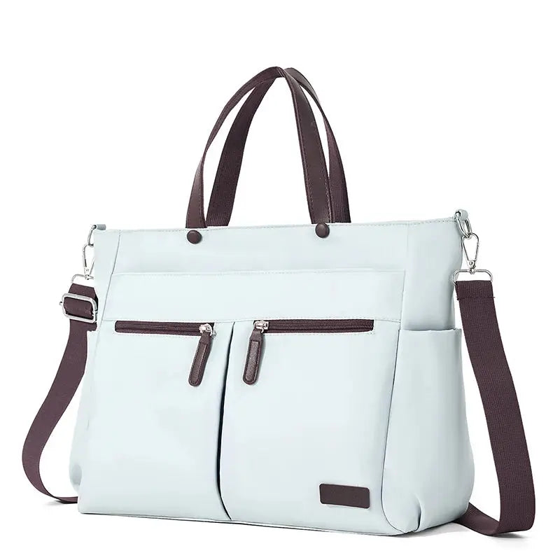 【 Laptop Bag 】 Nylon casual ladies' laptop bag, daily commuting briefcase, lightweight double main pocket single-shoulder bag Zenn Organics Inc
