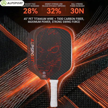 ALPSPORT Draca Pickleball Paddle 16mm Gen4 Core Thermoformed Titanium Alloy T800 Carbon Fiber Increases Spin & Power Zenn Organics Inc