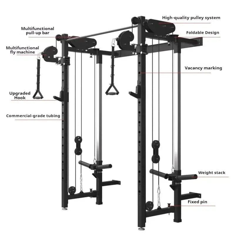Foldable squat rack wall bird comprehensive trainer free bench press high pull-down Large Fitness Equipment Integrated Zenn Organics Inc
