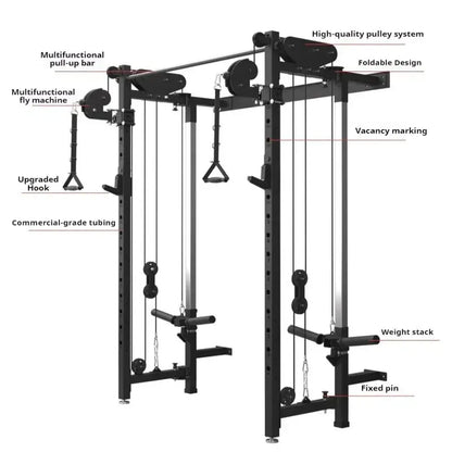 Foldable squat rack wall bird comprehensive trainer free bench press high pull-down Large Fitness Equipment Integrated Zenn Organics Inc