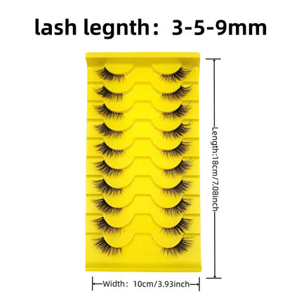 10 Pairs Elegant Faux False Eyelashes, Wispy Cat Eye Design for Natural Fluffiness - Perfect for Everyday Glam Zenn Organics Inc