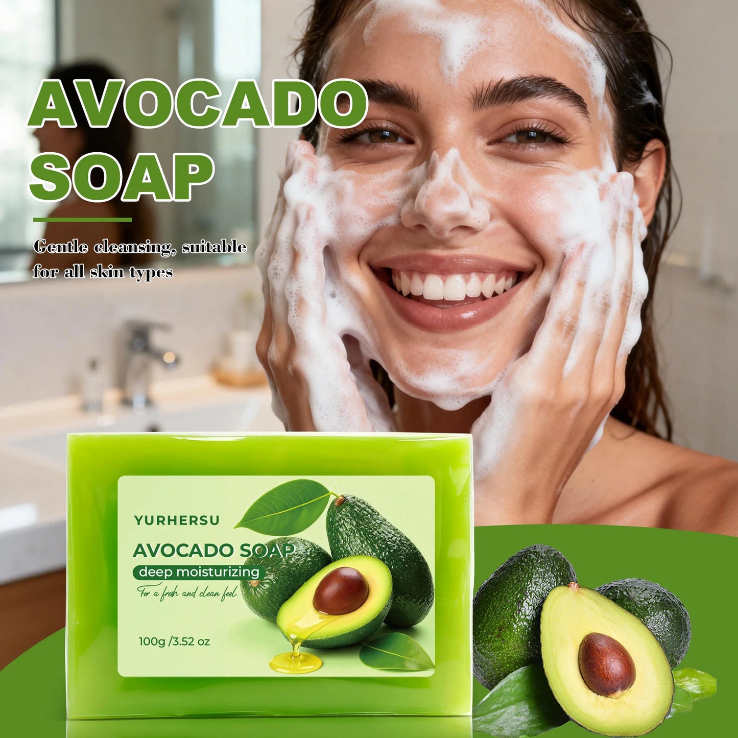Organic Avocado Extract Soap Hydrating Soothe Repair Rough Skin Brighten Smooth Glowing Face Body Wash Zenn Organics Inc