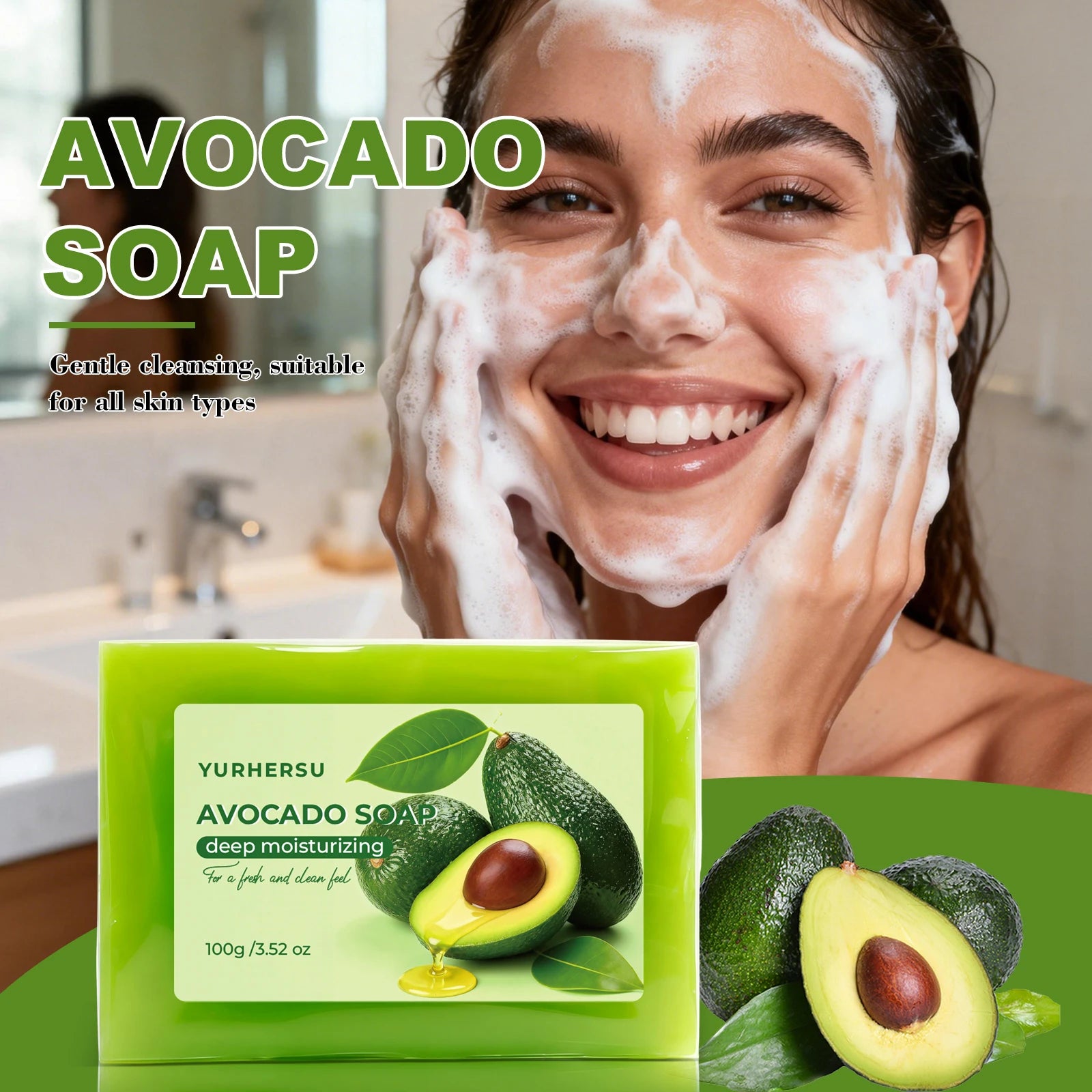 Organic Avocado Extract Soap Hydrating Soothe Repair Rough Skin Brighten Smooth Glowing Face Body Wash Zenn Organics Inc