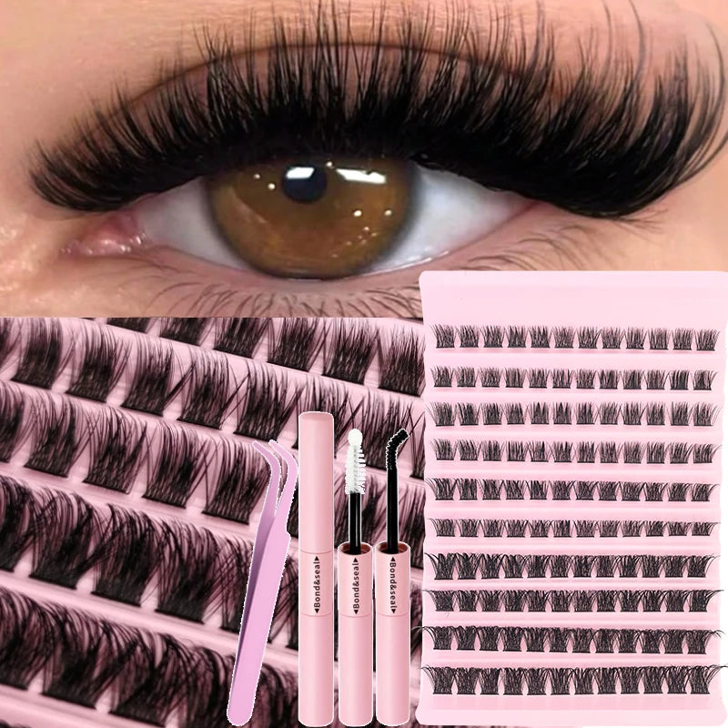 DIY Eyelash Extension Kit Individual Lashes Cluster Mix Lash Clusters with Lash Bond and Seal and Lash Accessories Zenn Organics Inc