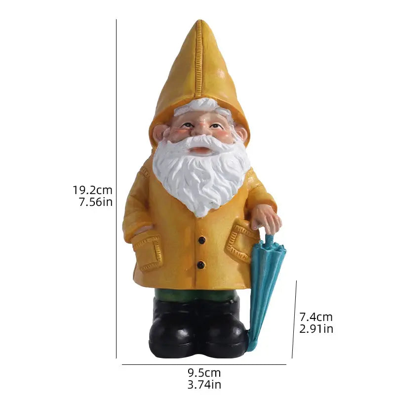 Garden Gnome Statue, Yellow Gnome with Umbrella, Outdoor Landscape Decoration, Garden, Courtyard, and Lawn Decor Zenn Organics Inc