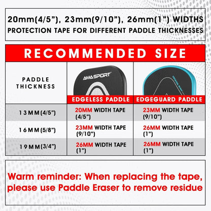 Pickleball Paddle Protection Tape New Color for 13mm/16mm/19mm Padel- 2 Units Pack Paddle Head Edge Guard- Pickleball Lead Tape Zenn Organics Inc
