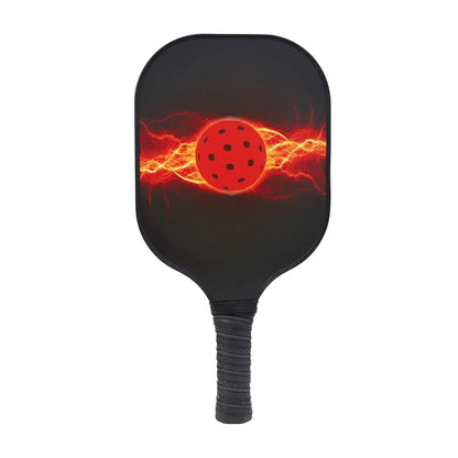 Set of USAPA approved Zenn Organics graphite pickleball paddles with beach tennis rackets and cricket ball for outdoor sports play.