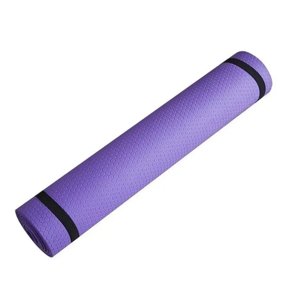 Zenn Organics anti-skid yoga mat in black, 3mm thick EVA foam, suitable for exercise, yoga, Pilates, and gymnastics routines.