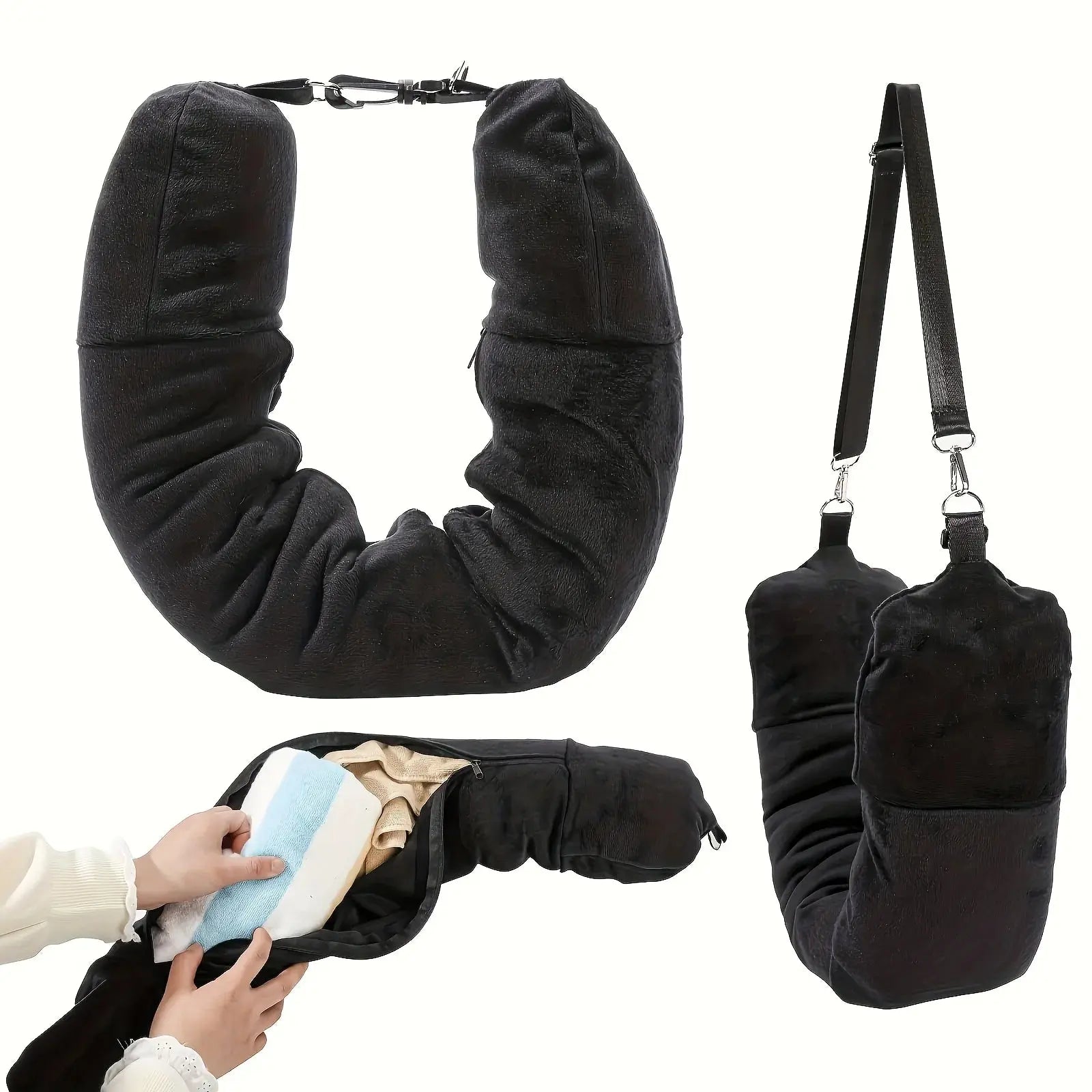Travel U-shaped Pillow That Can Be Filled with Clothes, Easy to Carry, Essential for Flights and Daily Use| Portable Outdoor Zenn Organics Inc