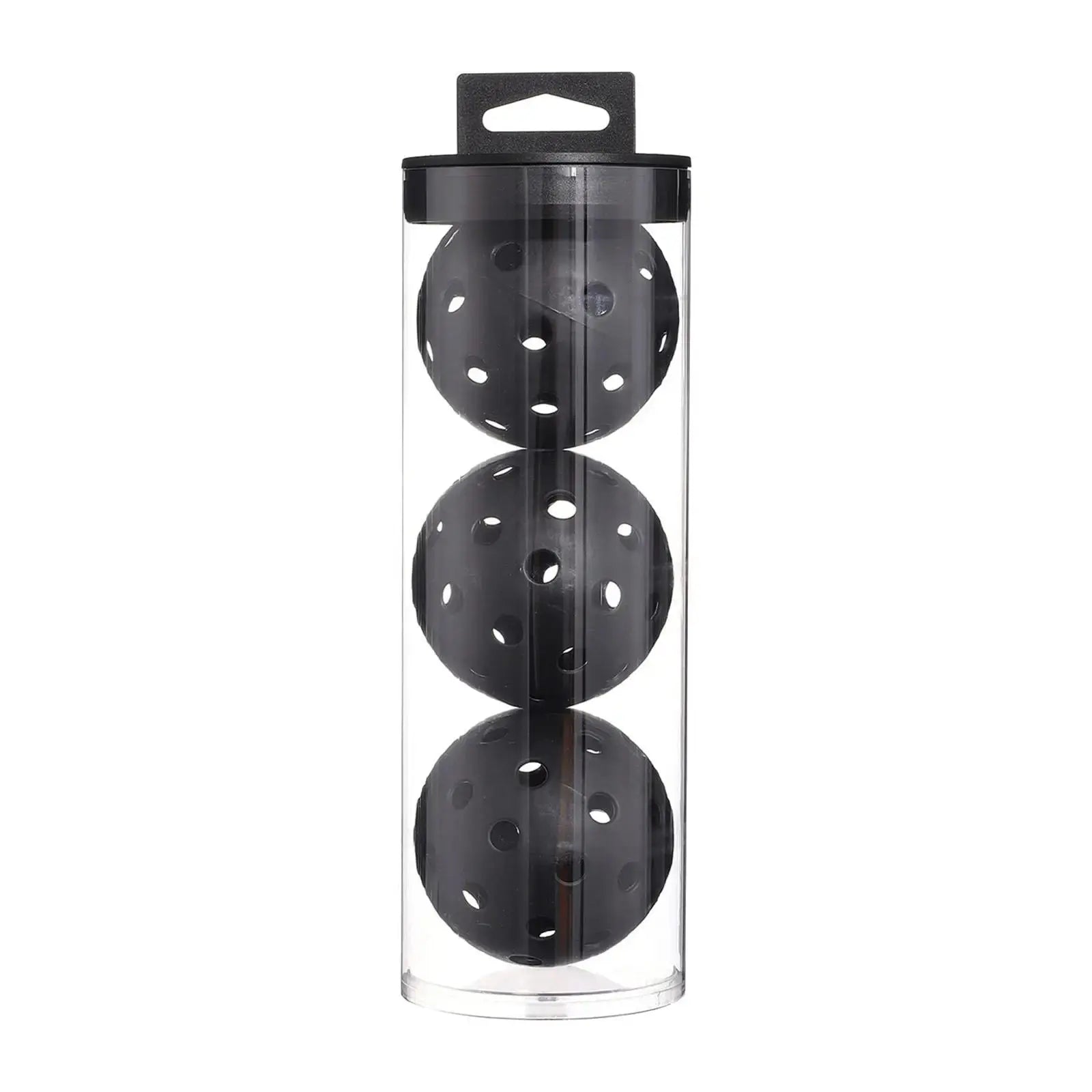 Set of three Zenn Organics Inc pickleball balls with 40 holes, designed for outdoor court practice and tournament play.