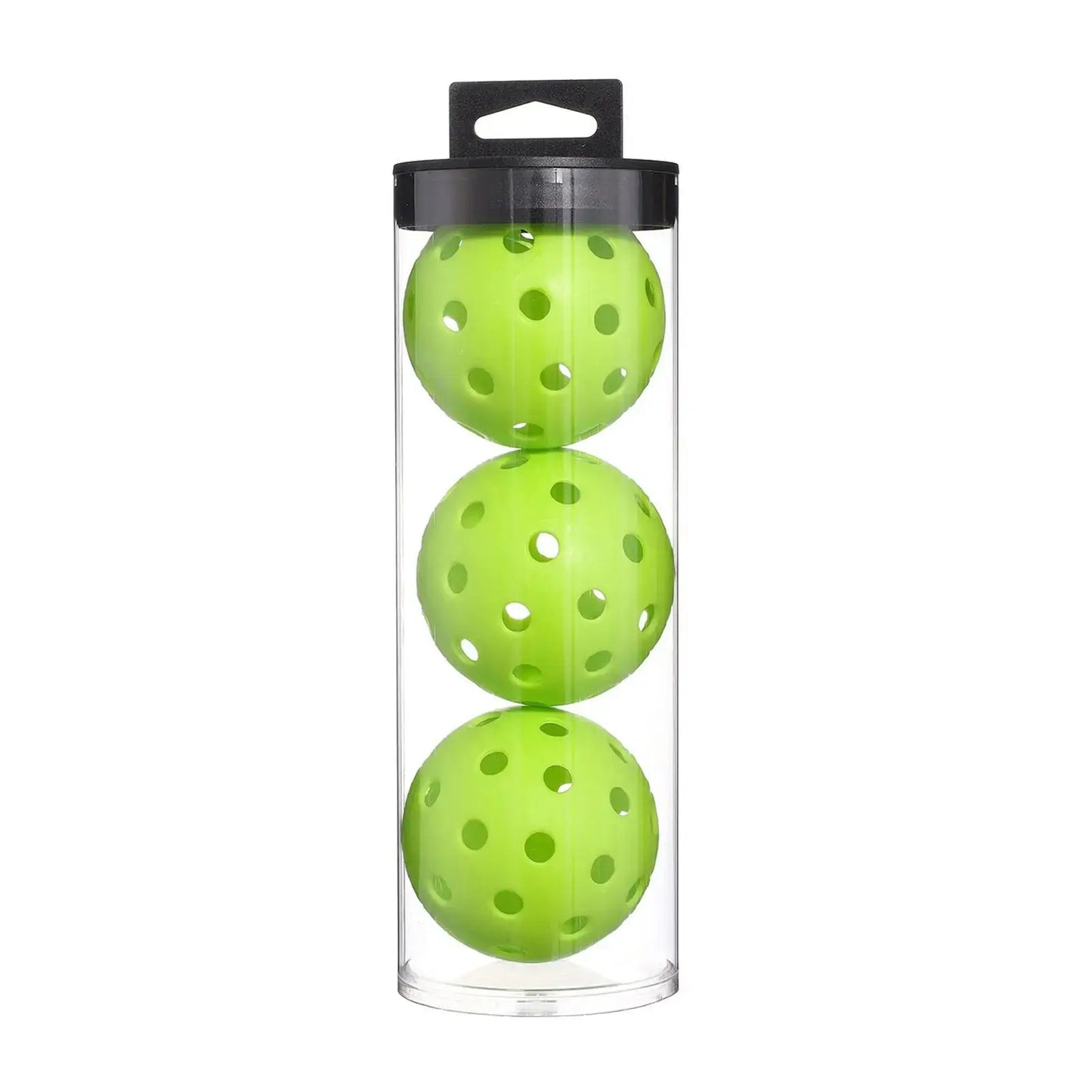 Set of three Zenn Organics pickleball balls with 40 holes each, designed for outdoor court training and recreational play.