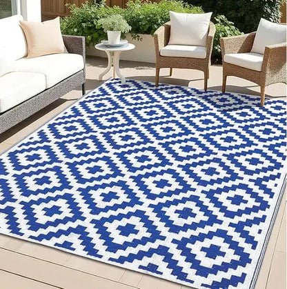 Outdoor Carpets for Camping RV Mat Outside Indoor Outdoor for Porch Deck Backyard Living Room Balcony Picnic Black White Rugs Zenn Organics Inc