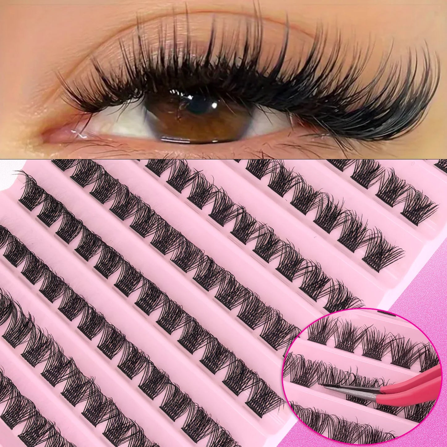 DIY Eyelash Extension Kit Individual Lashes Cluster Mix Lash Clusters with Lash Bond and Seal and Lash Accessories Zenn Organics Inc