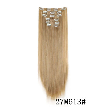 Synthetic Clips in Hair Extensions Long Straight Hairstyle Blonde Black Hairpieces Heat Resistant False Hair Daily Use Zenn Organics Inc