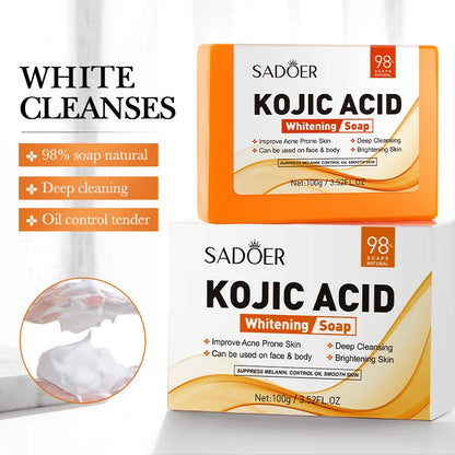 SADOER Kojic Acid Facial Soap Face Wash Foam Facial Cleanser Moisturizing Hydrating Oil Control Body Bathing Handmade Soap Zenn Organics Inc