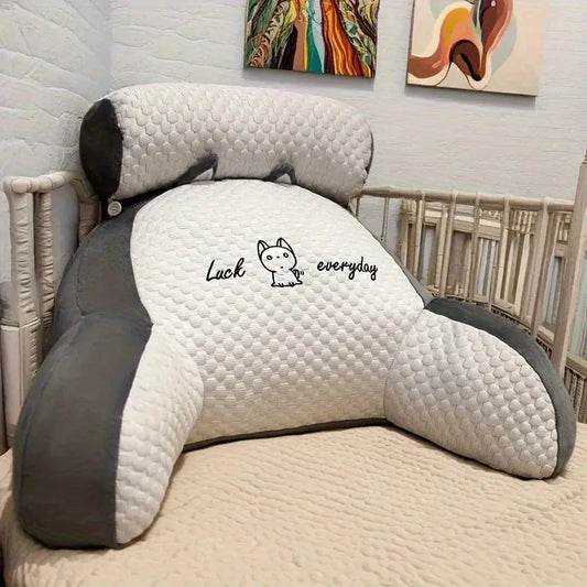 1pc Adjustable Reading Pillow - Ergonomic Back Support Cushion for Bed/Sofa/Floor, Gray Quilted Breathable Design Zenn Organics Inc