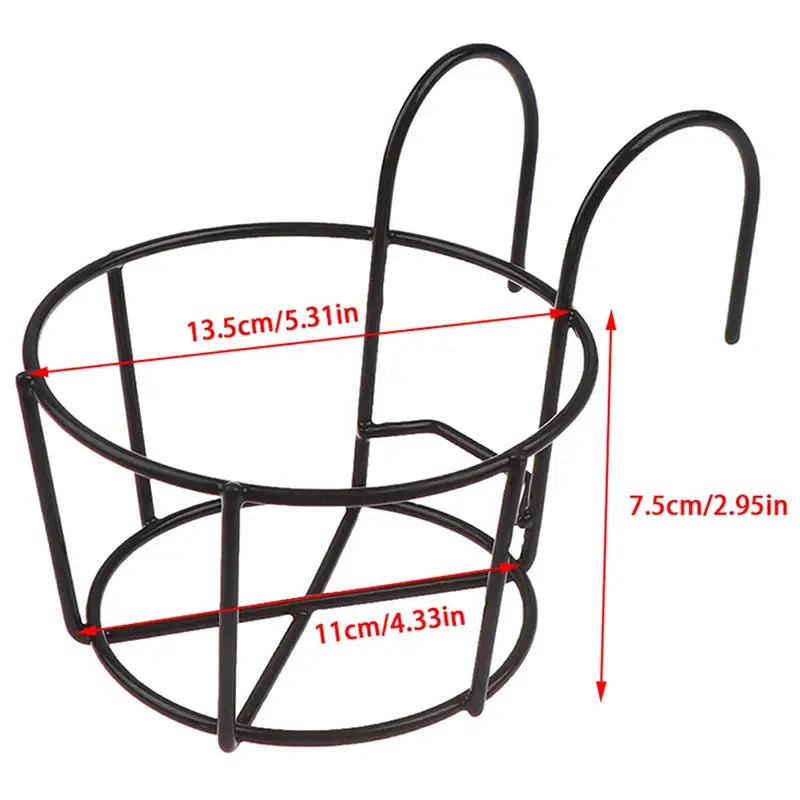 Garden Hanging Plant Iron Racks Balcony Round Flower Pot Rack Railing Fence Zenn Organics Inc