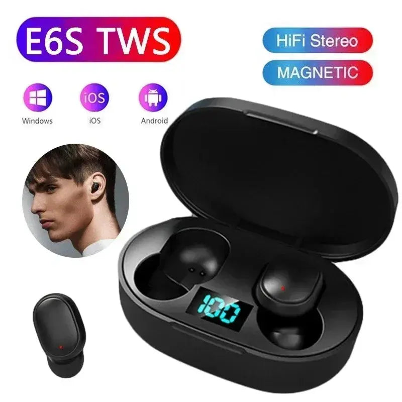 E6S Wireless Bluetooth Earphones TWS Bluetooth Headset Wireless Earbuds Noise Cancelling Earphones with Microphone Headphones Zenn Organics Inc