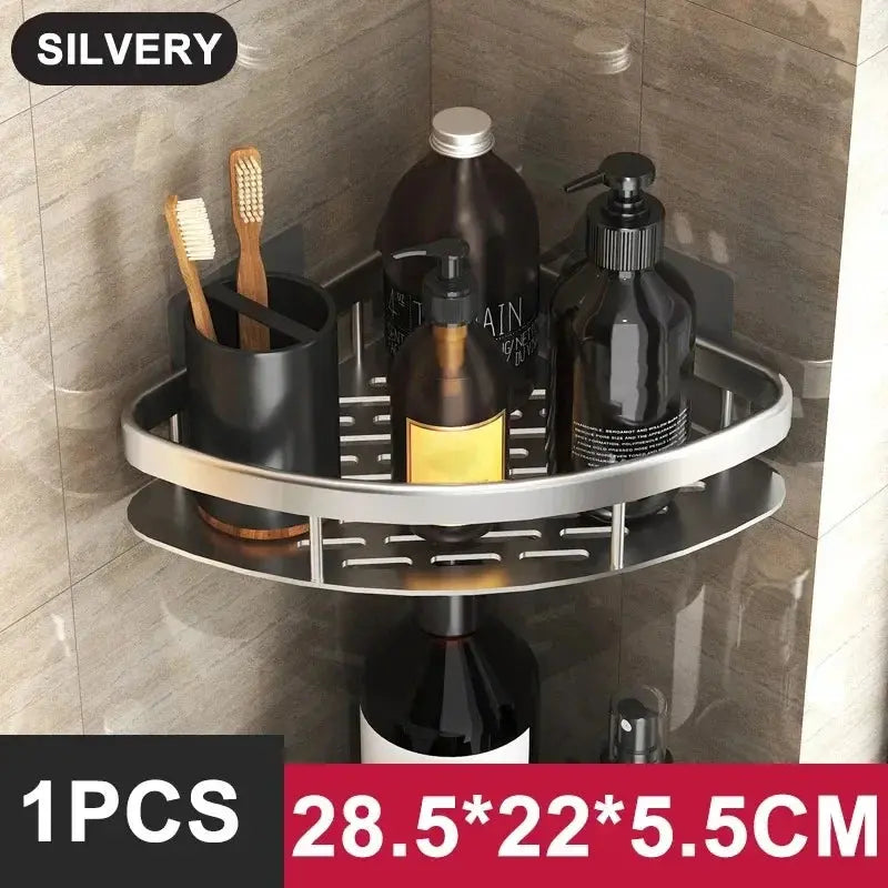 Bathroom Shelf Kitchen Storage Organizer Aluminum Alloy Shampoo Rack Shower Shelf Bathroom Accessories No Drill Shelf Zenn Organics Inc