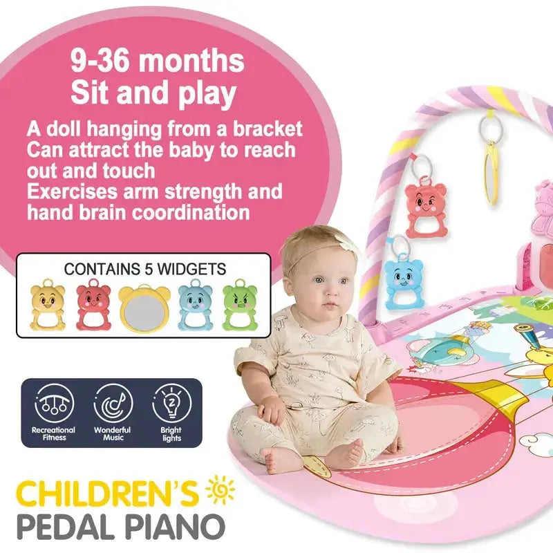 Baby Fitness Stand Music Play Gym Activity Toys Newborn Piano Crawling Blanket Pedal Game Pad Early Education 0-36 Months Gifts Zenn Organics Inc
