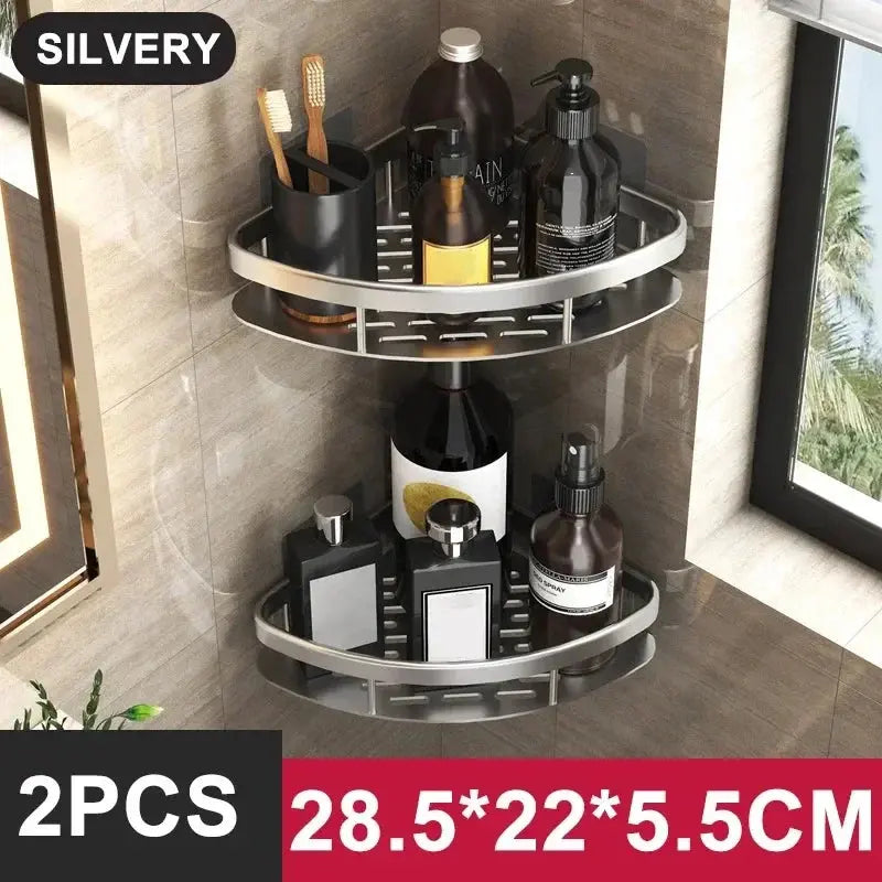 Bathroom Shelf Kitchen Storage Organizer Aluminum Alloy Shampoo Rack Shower Shelf Bathroom Accessories No Drill Shelf Zenn Organics Inc