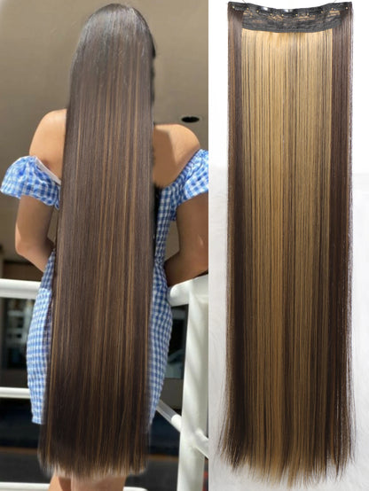 Synthetic 5 Clip In Hair Extensions Long Straight Hairstyle Hairpiece Black Brown Blonde 80CM Natural Fake Hair For Women Zenn Organics Inc